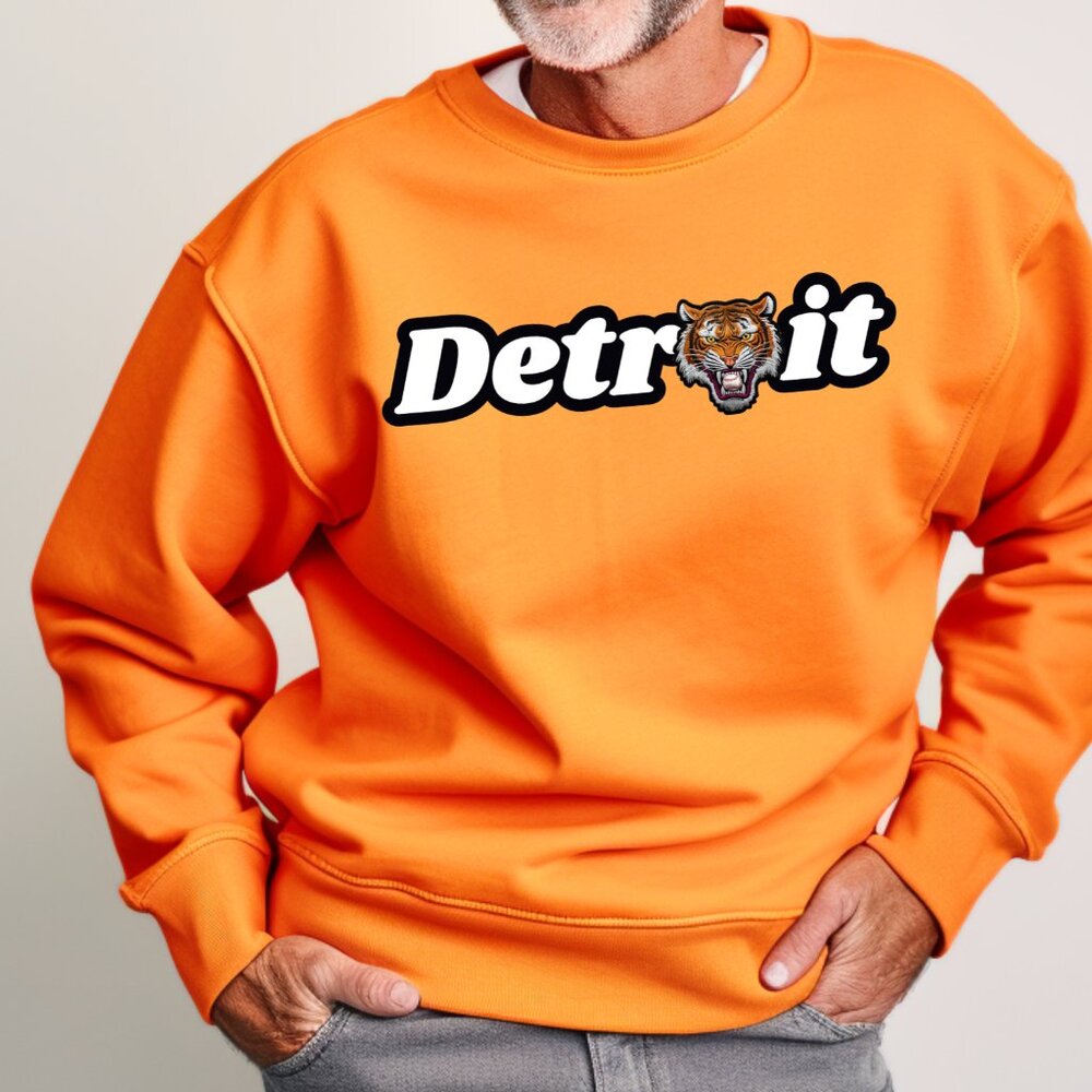 Detroit Tiger Baseball Size S-XL Sweatshirt Unisex Fit Crewneck